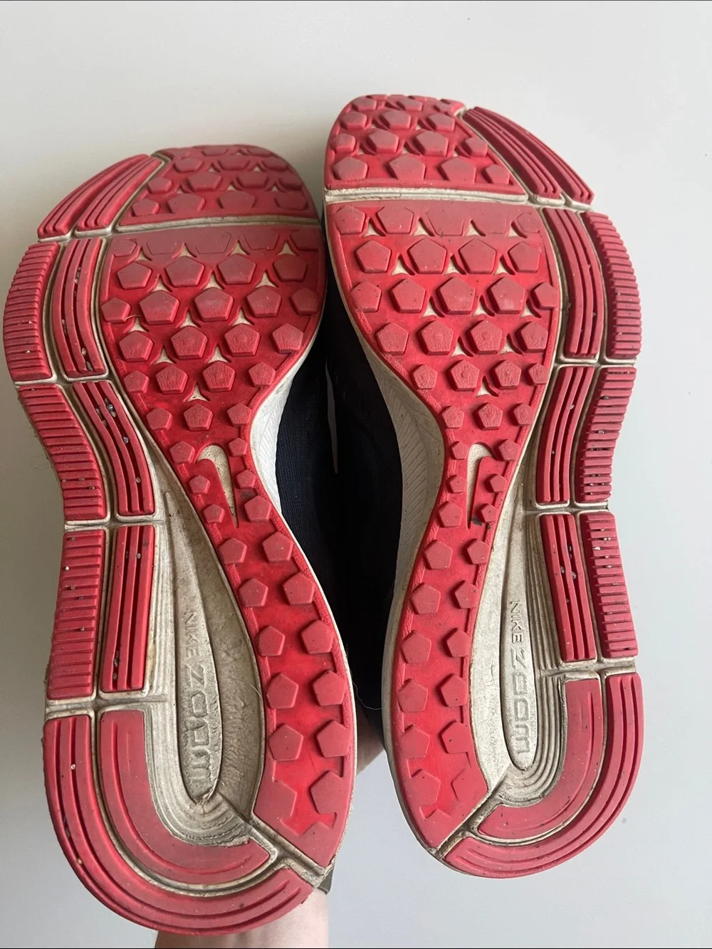 Nike Men’s Black Running Shoes with Pink-Red Accents